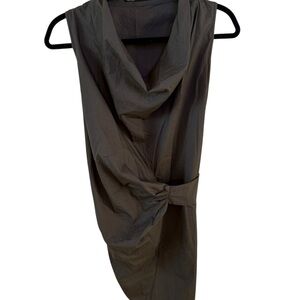 All Saints Khaki Edyen Belted Wrap Dress in Dark Green